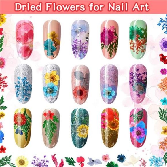 6 Boxes Dried Flowers for Nail Art, Audab 190 Pcs Nail Dried Flowers Mini Resin - Picture 3 of 7